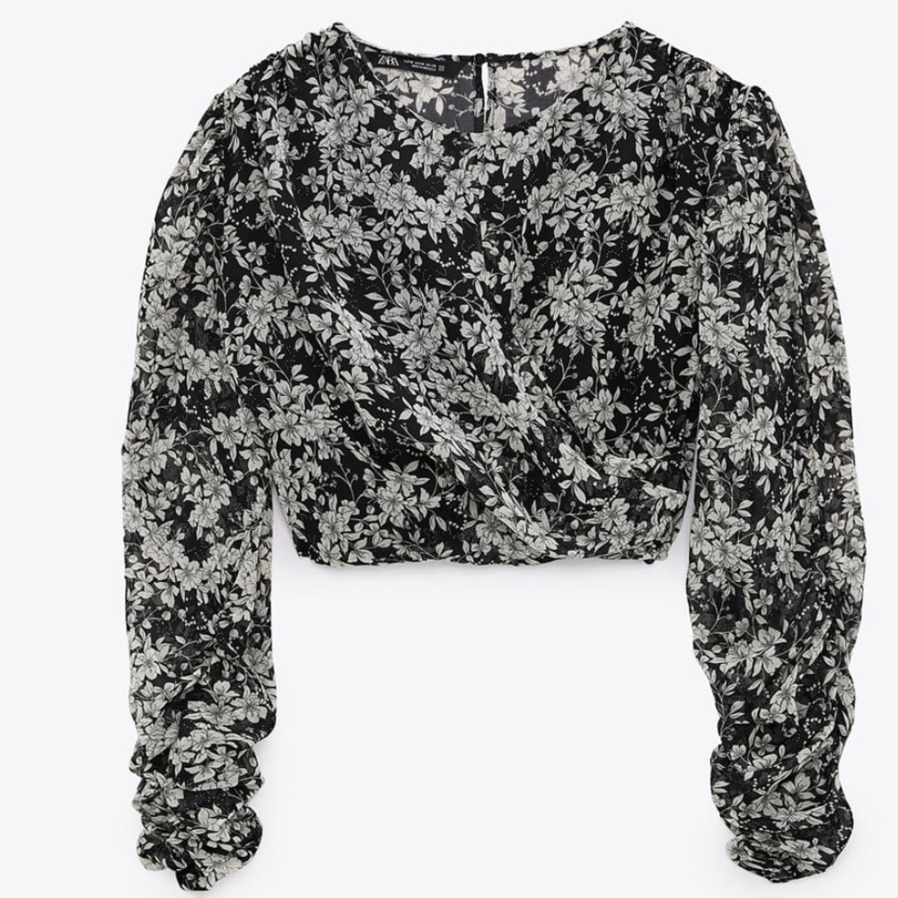 ZARA Crop Top Black and White